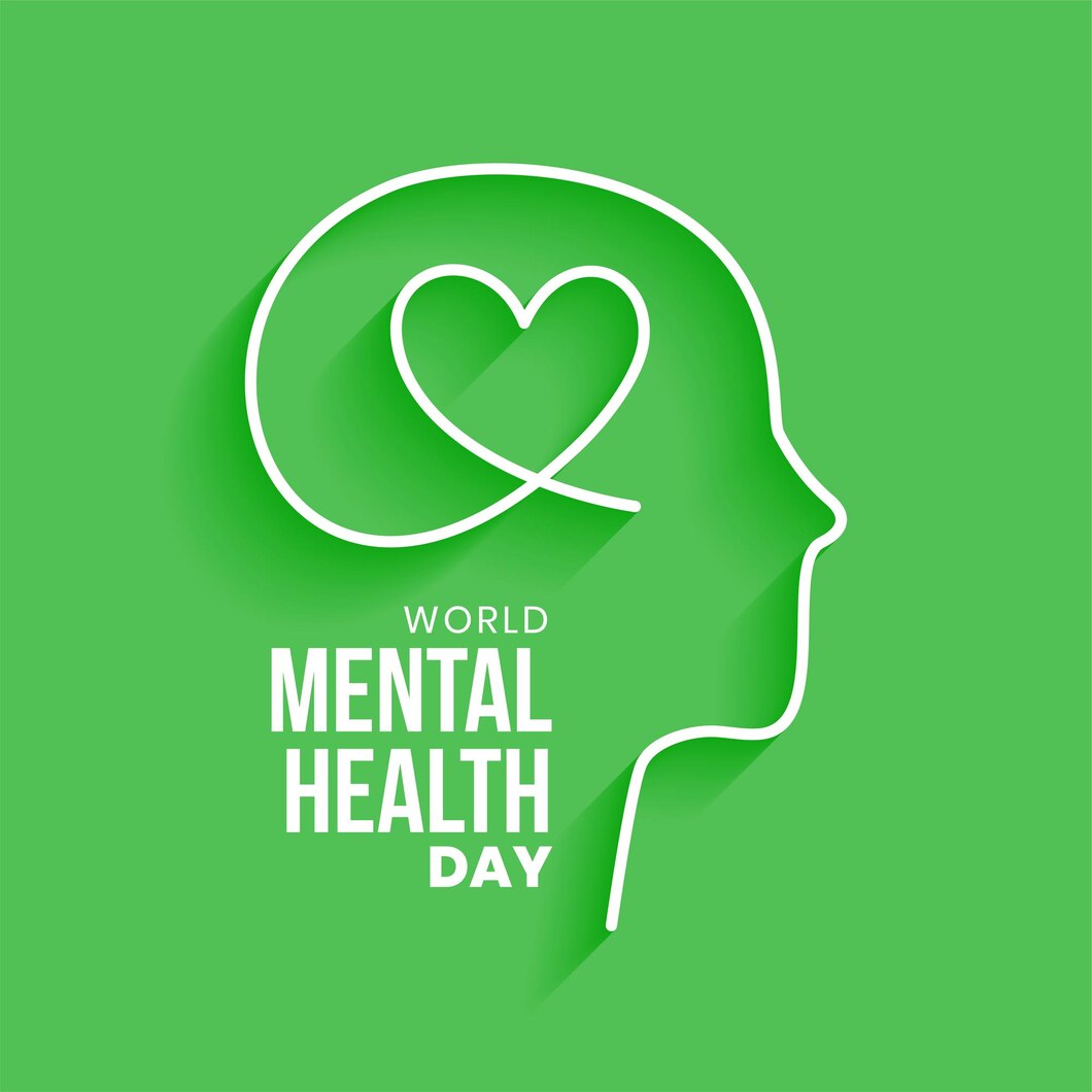 10th October World Mental Health Day Green Concept Poster Line Style Vector 1017 46468